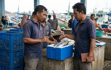 Ilustrasi AI perdagangan ikan laut